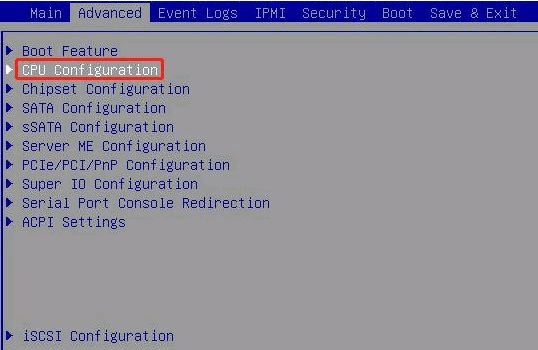 选择CPU Configuration