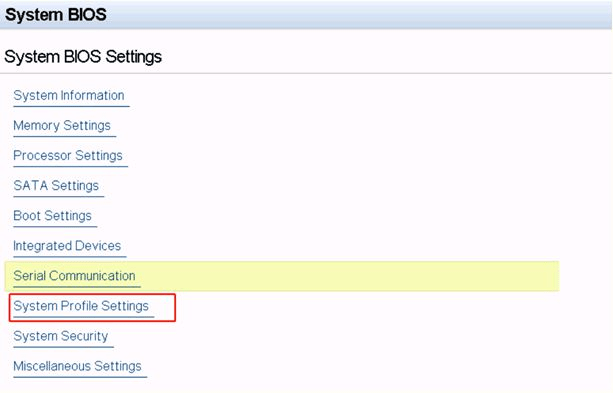 选择System Profile Settings